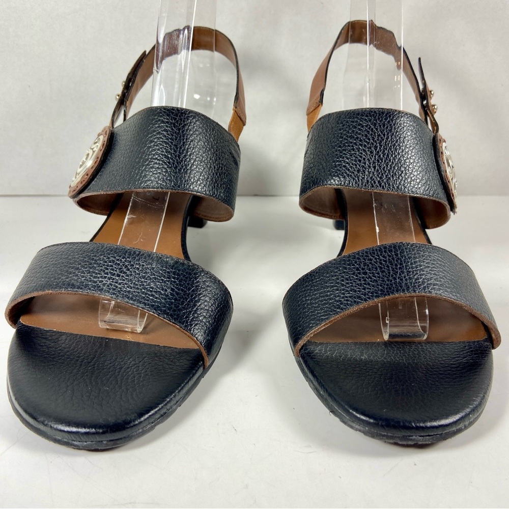 Brighton Black and Brown Heels with Decorative Metal Detail - Picture 4 of 12
